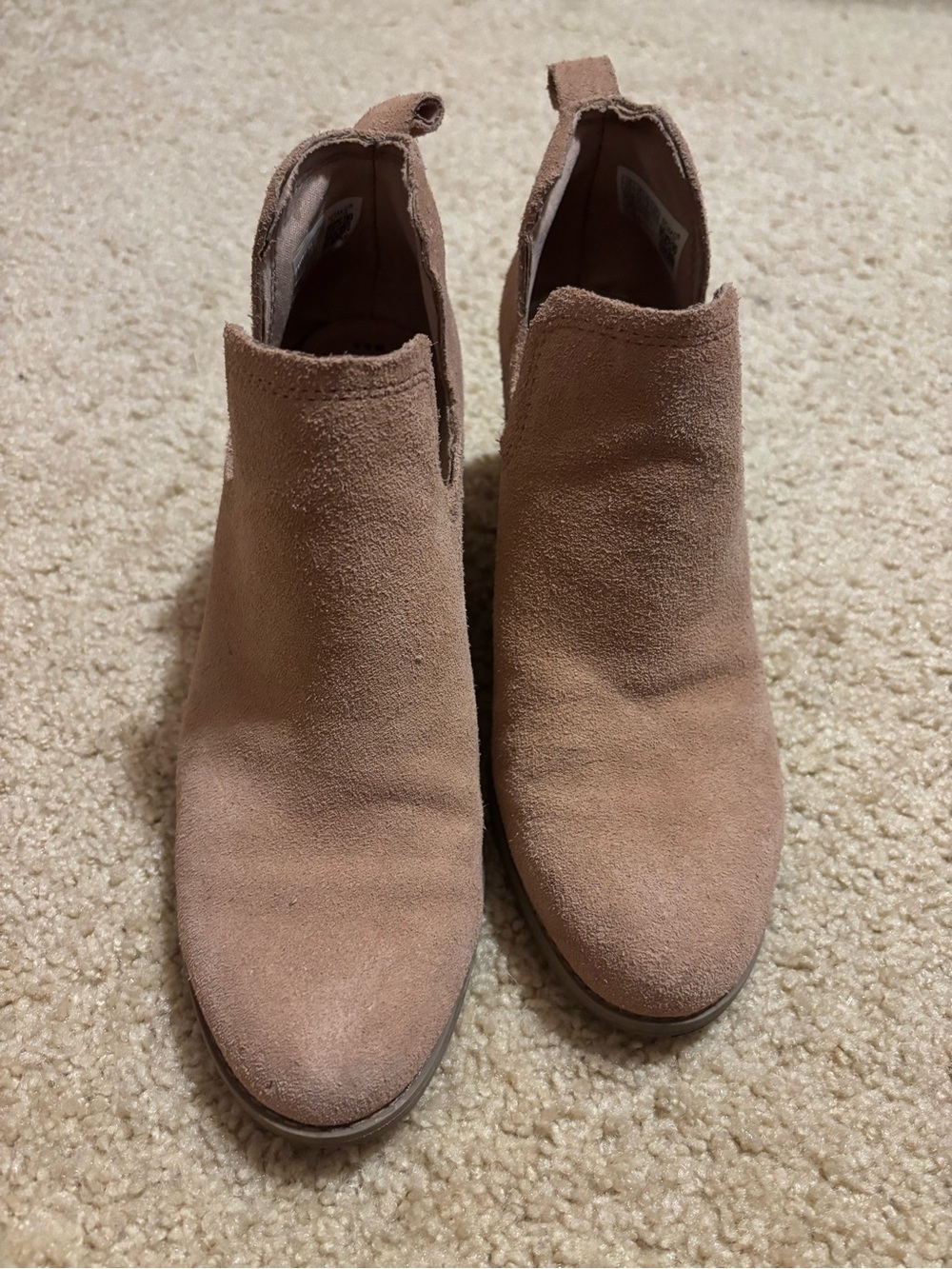 Toms Suede Ankle Booties in nude